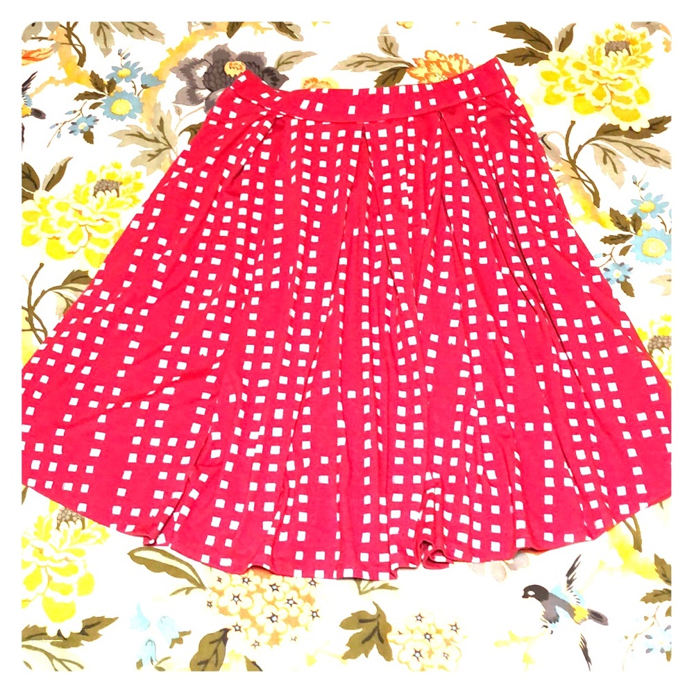 Dark Pink & White Madison Skirt w/ Pockets